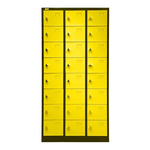 LK24R8 Steel Locker 24 Doors 3 Columns 8 Rows 900x400x1850mm, Yellow - Theodist
