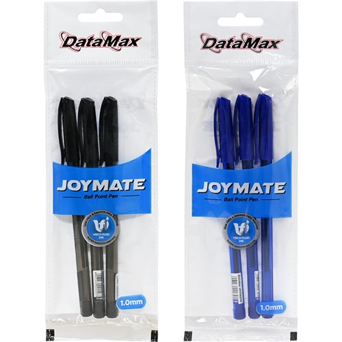 DataMax Joymate Ballpoint Pen 1.0mm, Black, Blue 3 Pack - Theodist