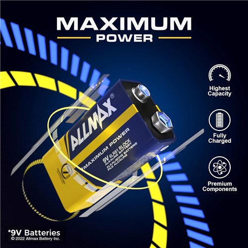 Allmax 6LR61 9V Maximum Power Alkaline Battery 1 Pack_1 - Theodist