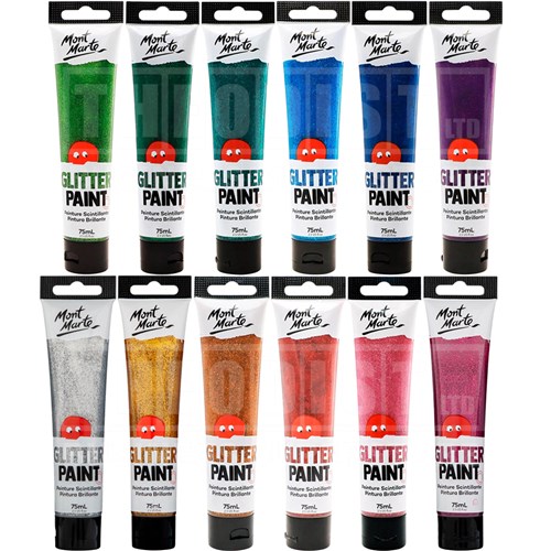 Mont Marte MKGL75 Glitter Paints 75mL - Assorted Colours - Theodist