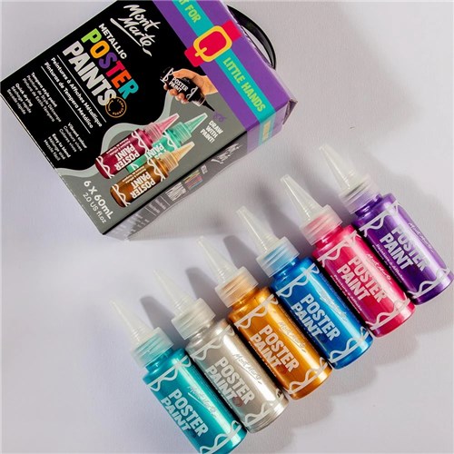 Mont Marte MPST6003 Metallic Poster Paints 6x60mL_2 - Theodist