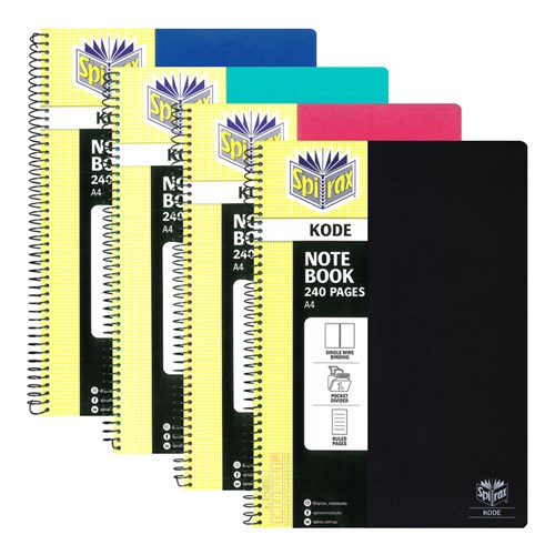 Spirax Kode P959 A4 Notebook 240 Pages Assorted - Theodist