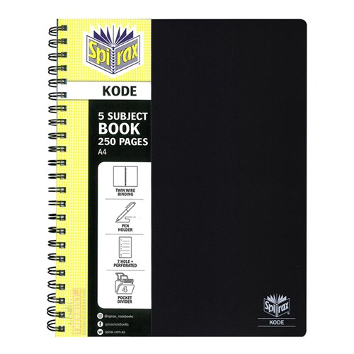 Spirax Kode P960 A4 Notebook 5 Subject 250 Page Assorted_5 - Theodist