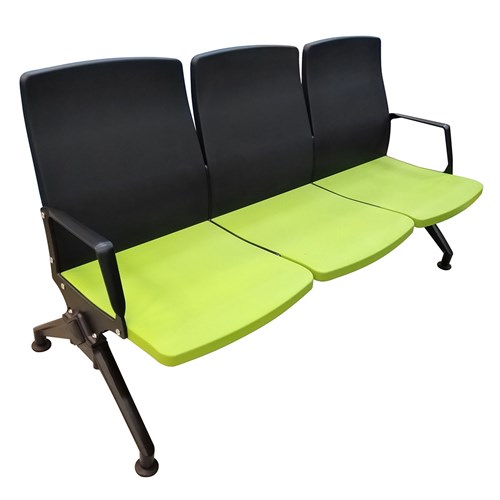 Public Seater PL3000 3-Seat PU Seat Pan + 2 Armrests Chair_GRN - Theodist