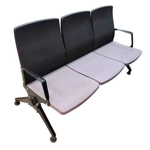 Public Seater PL3000 3-Seat PU Seat Pan + 2 Armrests Chair_GRY - Theodist