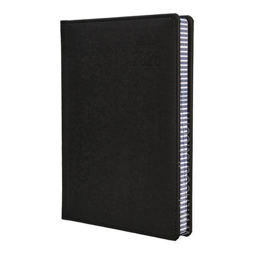 Regent REG151 2025 A5 Diary Black, Navy, Red Day to Page_BLK - Theodist