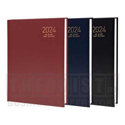 Regent REG181 2024 A5 Diary Black, Navy, Red Day to Page - Theodist