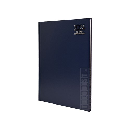 Regent REG281 2024 A5 Diary Black, Navy, Red 2 Days to Page_NVY - Theodist