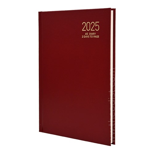 Regent REG281 2025 A5 Diary Black, Navy, Red 2 Days to Page_RED - Theodist