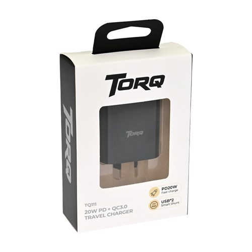 Torq TQ111 20W PD + QC3.0 Travel Charger Black_1 - Theodist