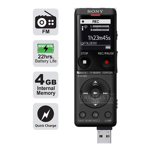 Sony ICD-UX570F Stereo IC Recorder 4GB 159hrs 36.6x102.8x12.2mm_1 - Theodist