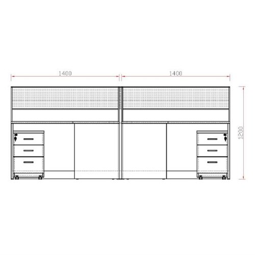 Partitioned Workstation Luca Series 4 Person Desk 2800x2800mm_3 - Theo