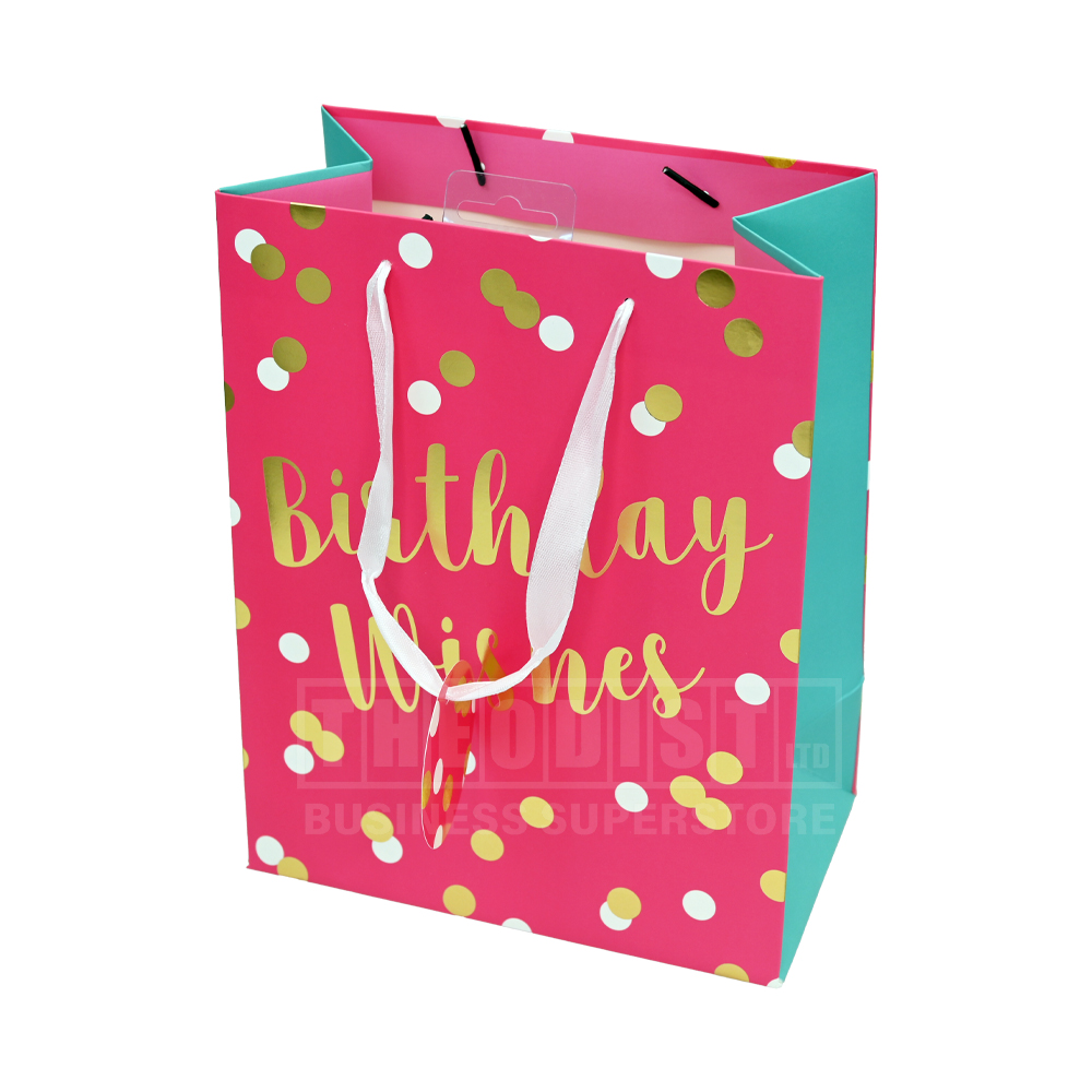 Artwrap Happy Birthday E5583 Medium Gift Bag Gold Dots 178x102x228mm ...