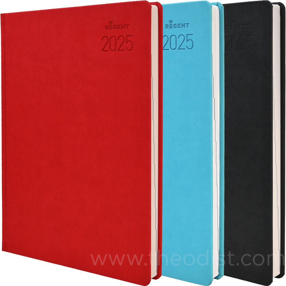 Regent REG541ASSTD 2025 A4 Diary Black, Blue, Red Day to Page - Theodist