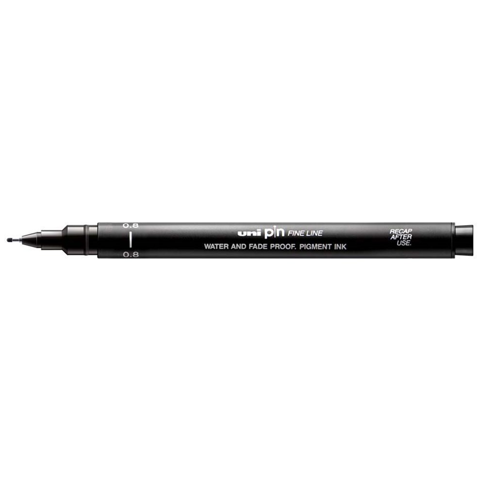 Uni Pin Fineliner Drawing Pen - Set of 8, 0.1mm - 0.8mm & Brush