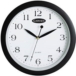 Carven 268250 Round Wall Clock 30cm White & Black Rims - Theodist
