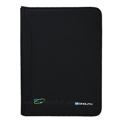 Monolith 3351 Blue Line Zipped Meeting & Conference Folder Black - Theodist