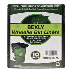 Bexly BL-XL Wheelie Bin Liners 1180x1500mm Fits 240 Litre Large 10 Bags - Theodist
