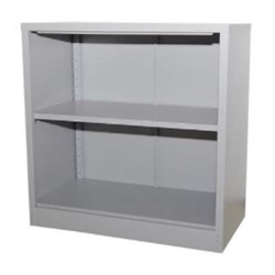 Steel Bookcase 2 Shelves Half Height without Doors Grey 400x900x900mm - Theodist