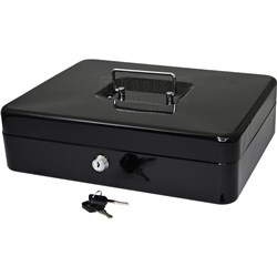 DataMax DM300 Metal Cash Box with Coin Tray & Lock Black 305x240x86mm - Theodist