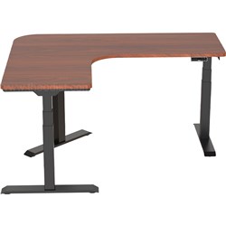 Adjustable Desk - L Shape Left Side 1600x1300 Brown 600-1250H (849mm Med Depth) - Theodist