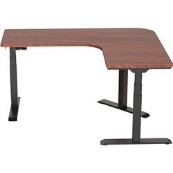 Adjustable Desk - L Shape Right Side 1600 X 1300 Brown 600-1250H (849mm Med Depth) - Theodist