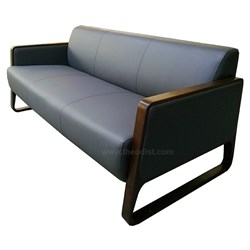 Sofa JF0583 3 Seater High PU with Solid Wood Black 1710x800x760mm - Theodist