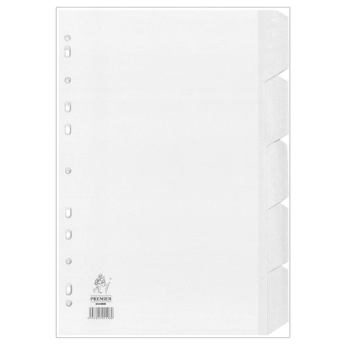 Premier 22200 Index Divider 5 Tabs White A4 - Theodist