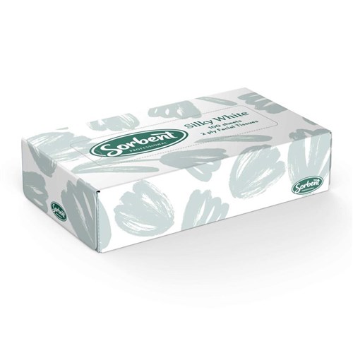 Sorbent 25301 Silky White Facial Tissue 2 Ply 100 Sheets - Theodist