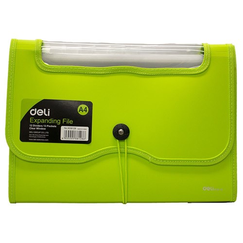 Deli 38128 Expanding File A4 13 Pocket with Strap_GRN - Theodist