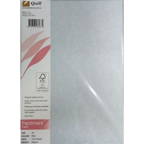 Quill 6267 A4 90GSM Parchment Paper 100 Pieces Blue - Theodist