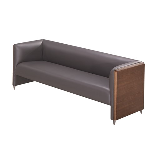 Shunde Sofa - Solid Wood Frame 3-Seater Veneer Cover, Black_2 - Theodist
