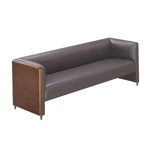 Shunde Sofa - Solid Wood Frame 3-Seater Veneer Cover, Black - Theodist