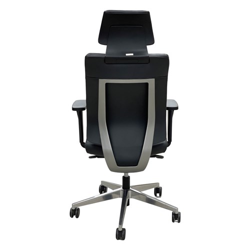 Executive Chair - Modern High Chair PU Dark Grey Back Frame Black Fabric_1 - Theodist