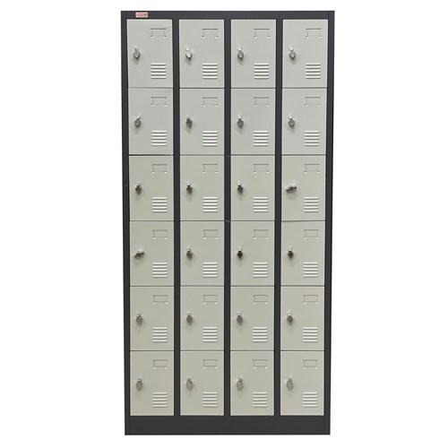 LK24R6 Steel Locker 24 Doors 4 Columns 6 Rows 900x400x1850mm, Grey - Theodist