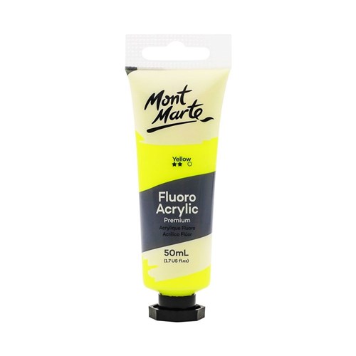 Mont Marte Fluoro Acrylic Paint Premium 50mL Yellow - Theodist